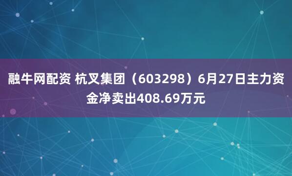 融牛网配资 杭叉集团（603298）6月27日主力资金净卖出408.69万元